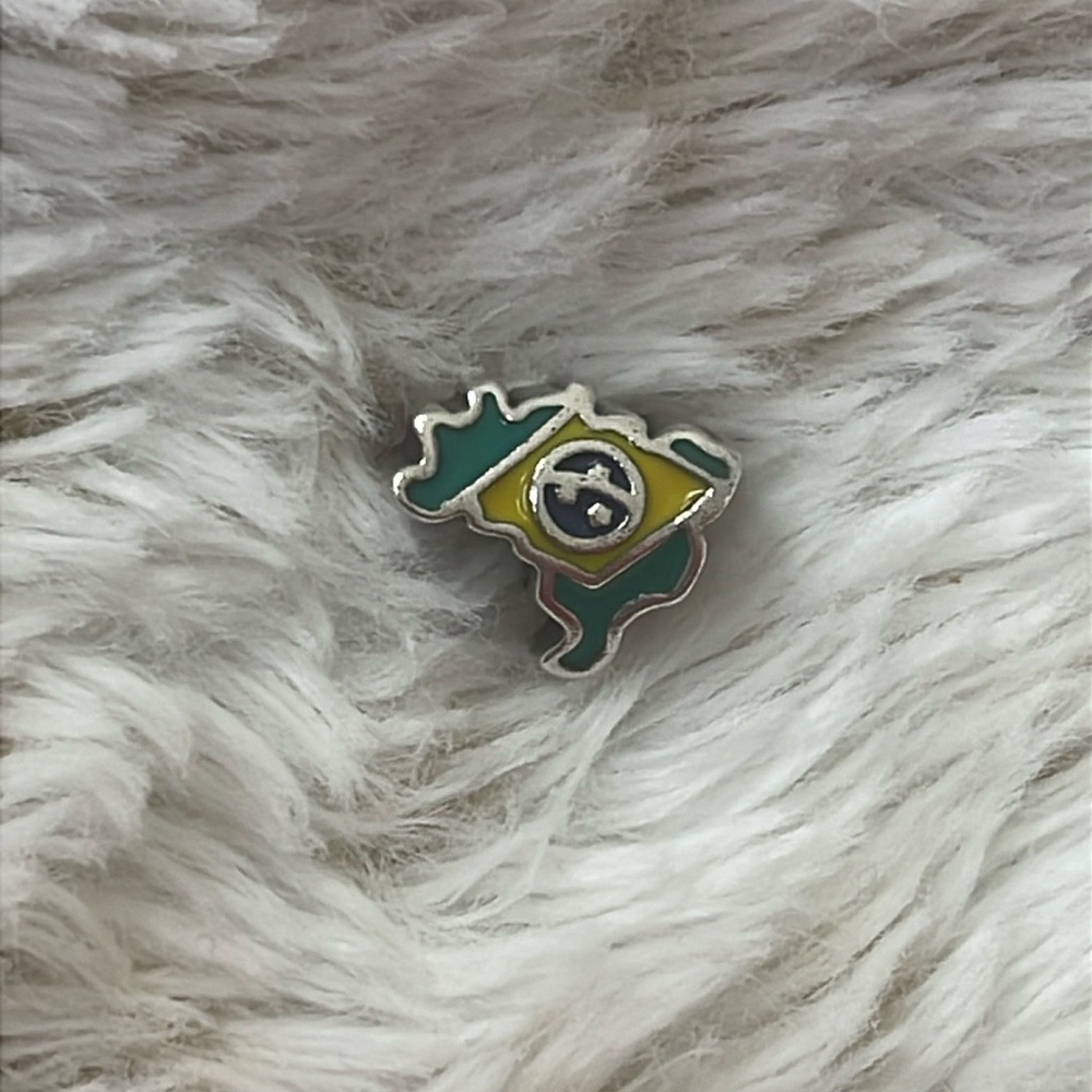 Pandora Brazil-Shaped Charm with Flag Enamel